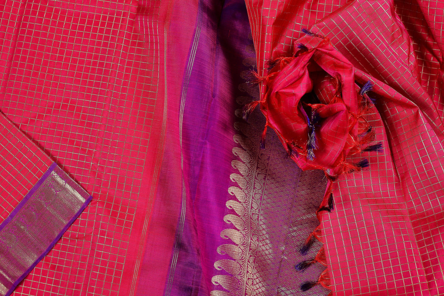 Traditional Design Handwoven Kanjivaram Pure Silk Saree - Pure Zari - PVA 0418 1364 - Silk Sari - Panjavarnam