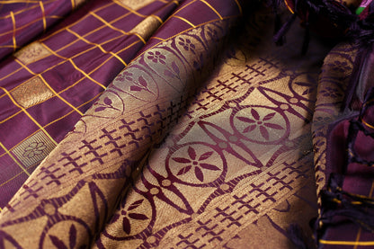 Traditional Design Handwoven Kanjivaram Pure Silk Saree - Pure Zari - PVA 0418 1377 - Silk Sari - Panjavarnam