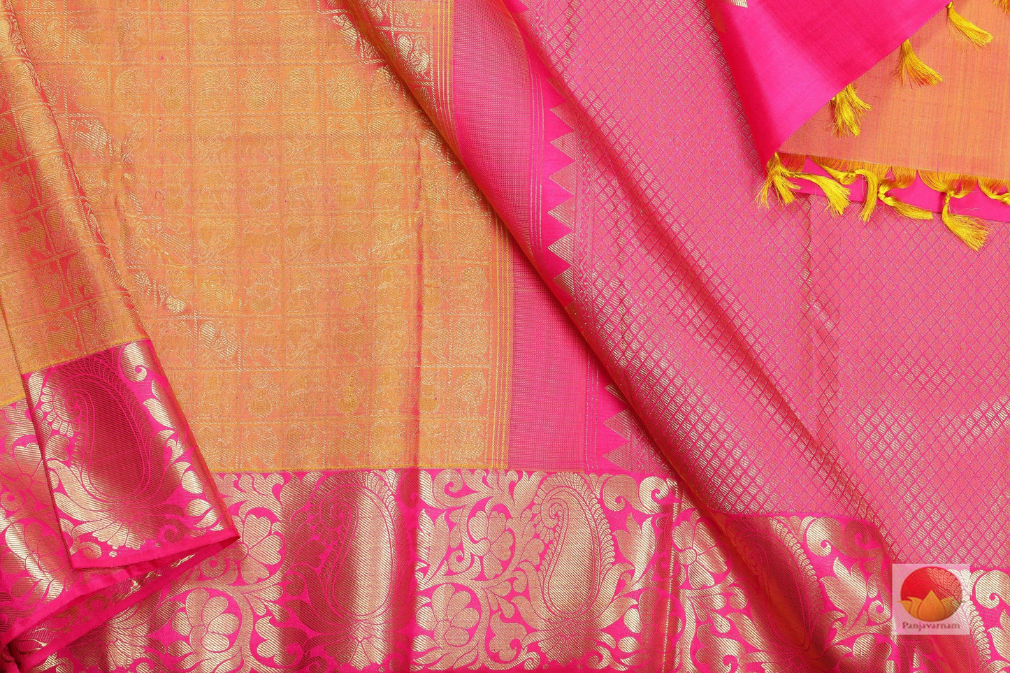 Traditional Design Handwoven Pure Silk Bridal Kanjivaram Saree - Pure Zari - PV SVS 3623 Archives - Silk Sari - Panjavarnam