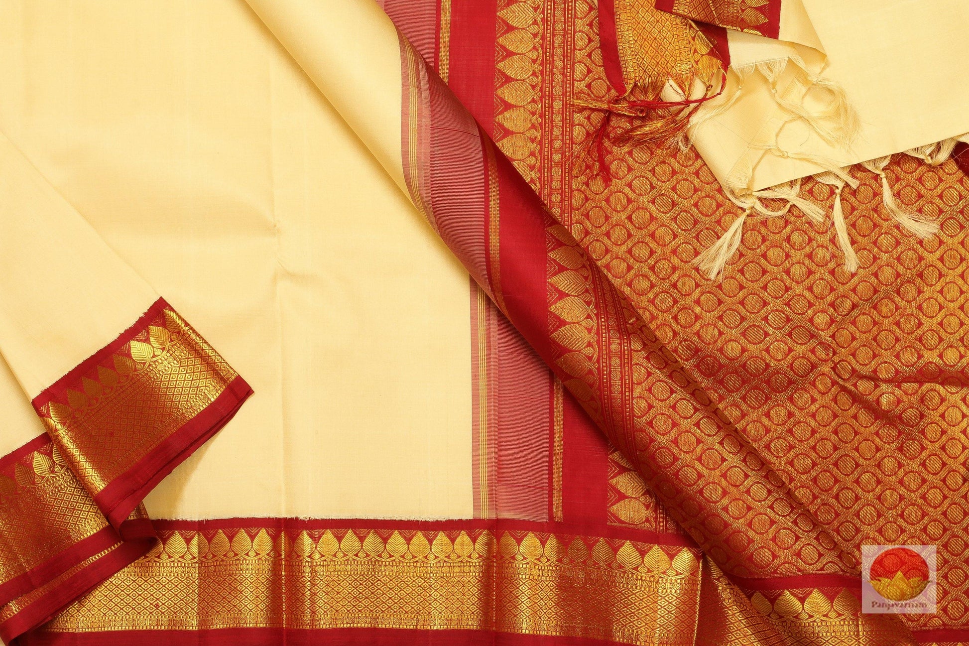 Traditional Design Handwoven Pure Silk Kanjivaram Saree - Pure Zari - G 1714 - Archives - Silk Sari - Panjavarnam