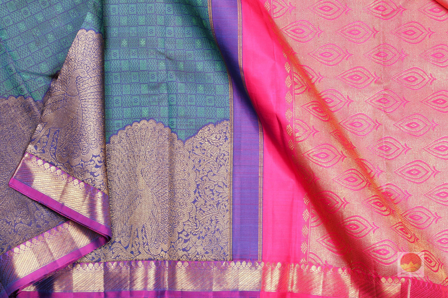Traditional Design Handwoven Pure Silk Kanjivaram Saree - Pure Zari - PA 101 Archives - Silk Sari - Panjavarnam
