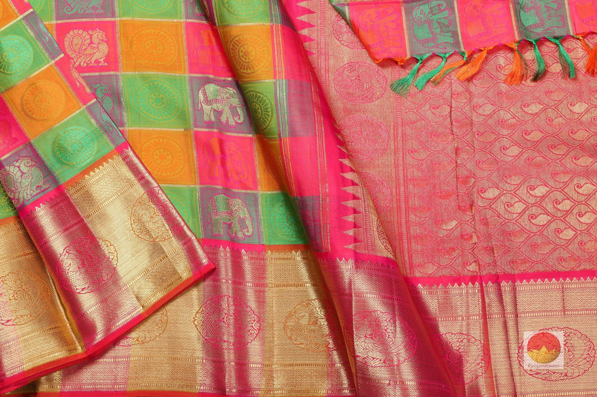 Traditional Design Handwoven Pure Silk Kanjivaram Saree - Pure Zari - PA 208 Archives - Silk Sari - Panjavarnam