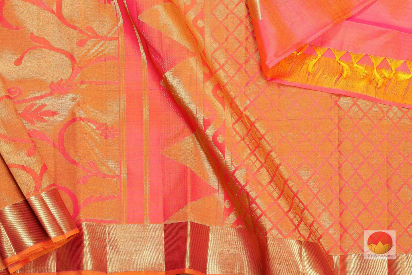Traditional Design Handwoven Pure Silk Kanjivaram Saree - Pure Zari - PV SVS 13 Archives - Silk Sari - Panjavarnam