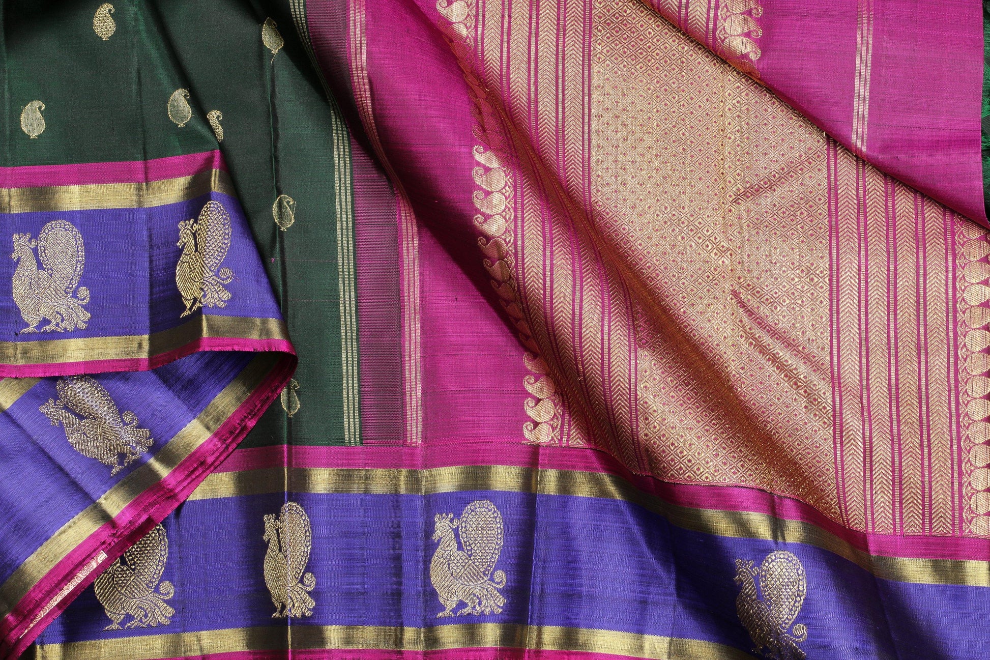 Traditional Design Handwoven Pure Silk Kanjivaram Saree - Pure Zari - PVM 0518 1404 - Silk Sari - Panjavarnam