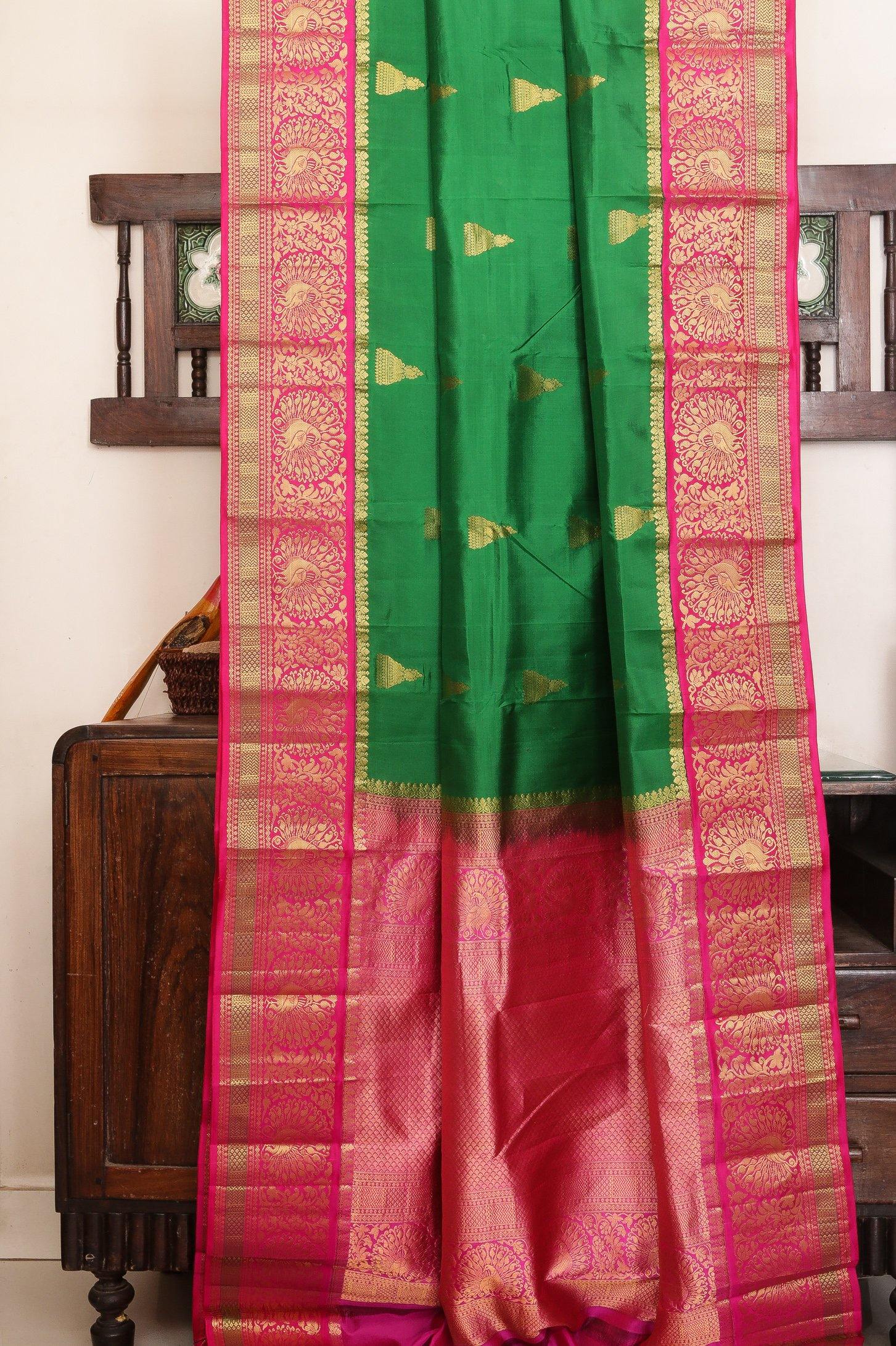 Traditional Design Handwoven Pure Silk Kanjivaram Saree - PVJL 0718 1532 - Silk Sari - Panjavarnam