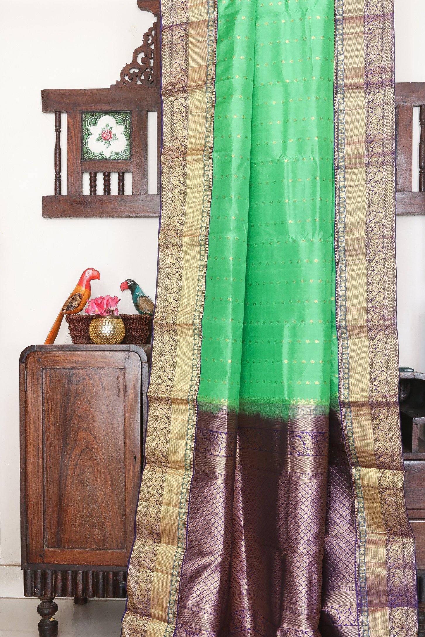 Traditional Design Handwoven Pure Silk Kanjivaram Saree - PVJU 0618 1495 - Silk Sari - Panjavarnam