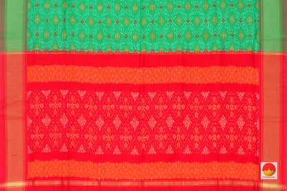 Turquoise And Red Pochampally Ikkat Silk Dupatta PVD 1054 - Dupattas - Panjavarnam