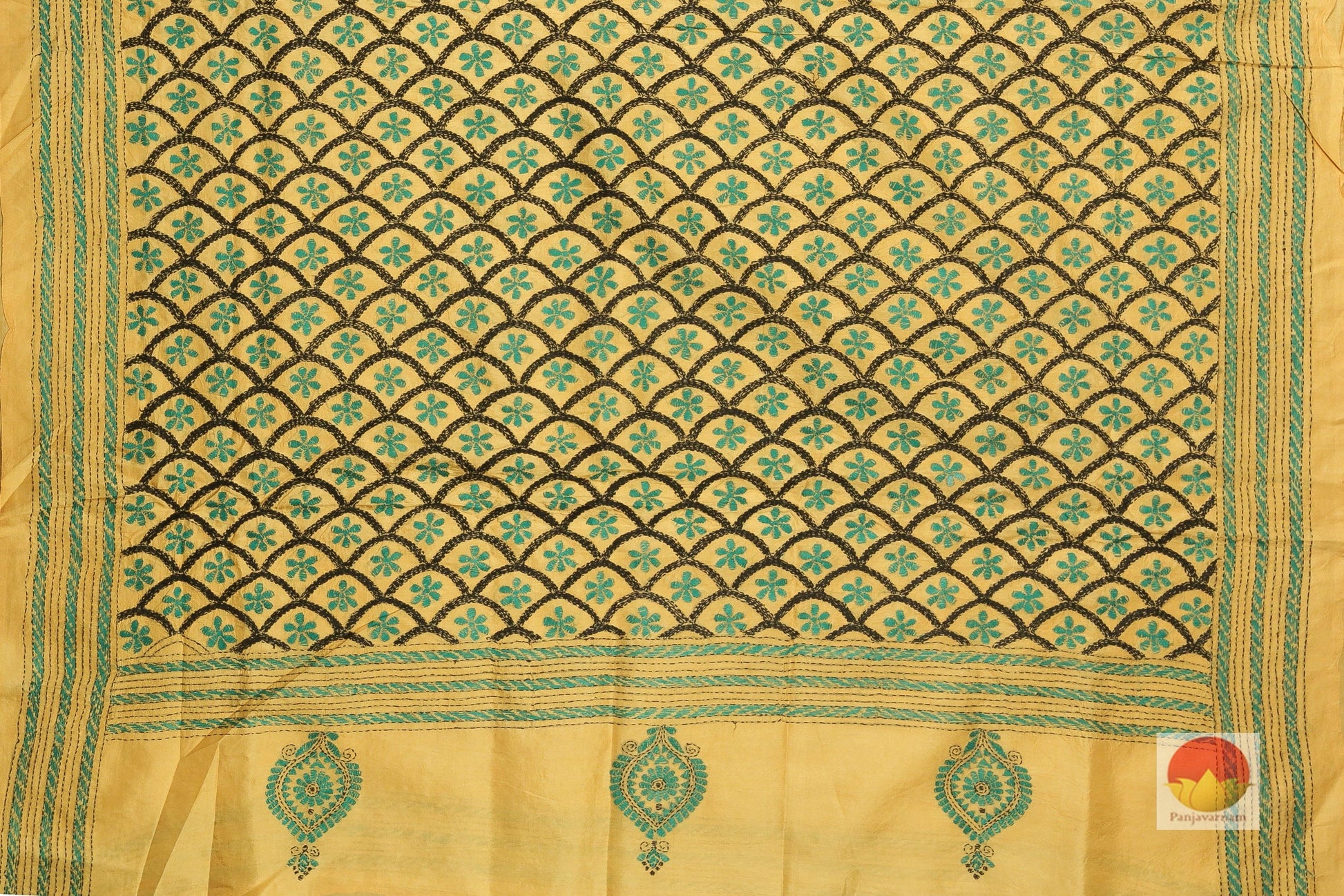 pallu detail of tussar pure silk saree