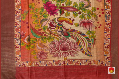 Tussar Silk Saree - Handwoven Pure Silk - Digital Print - PT 620 - Archives - Tussar Silk - Panjavarnam