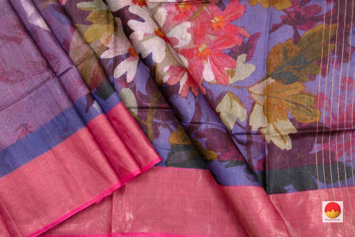 Tussar Silk Saree - Handwoven Pure Silk - Digital Print - PT 621 - Archives - Tussar Silk - Panjavarnam