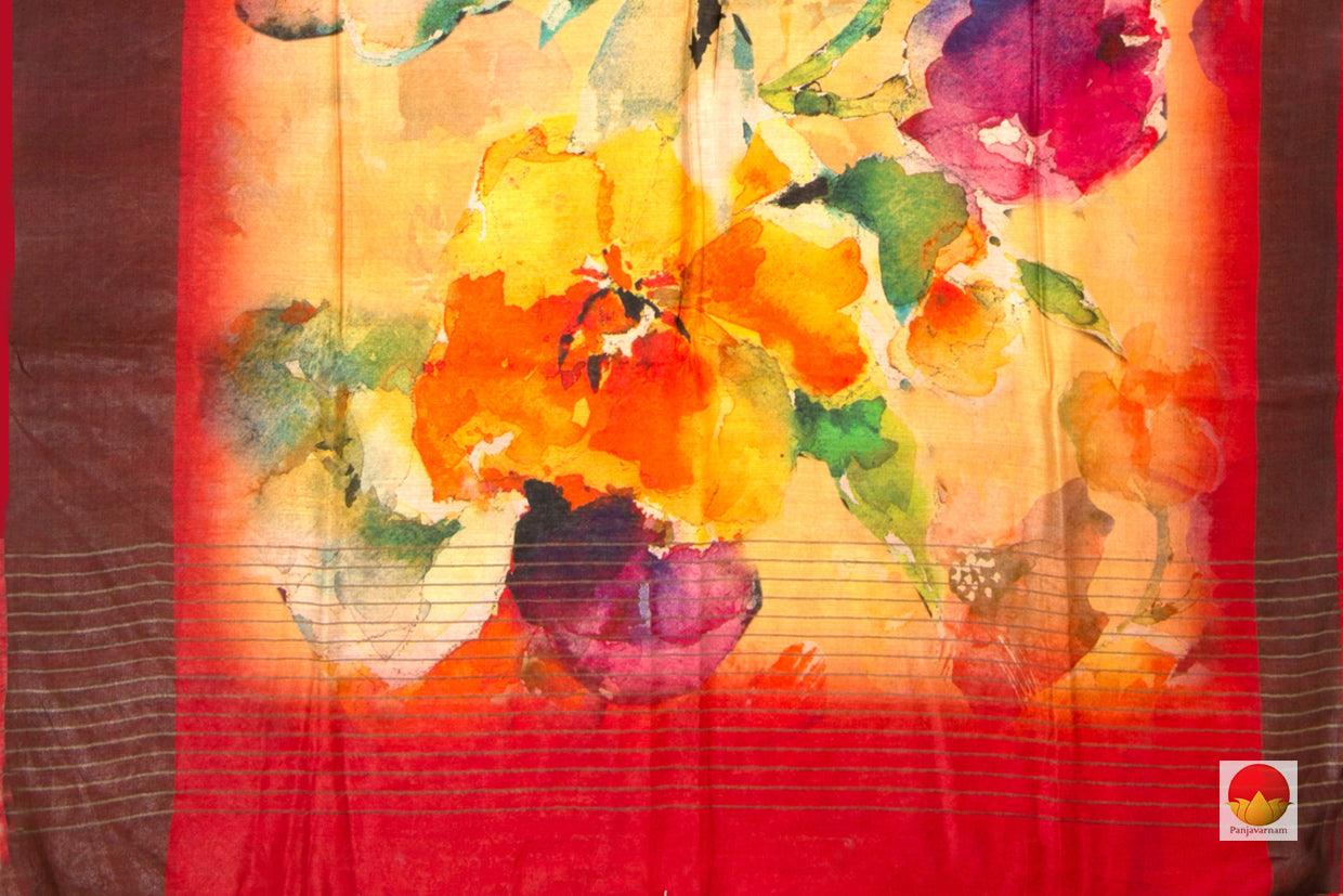 Tussar Silk Saree - Handwoven Pure Silk - Digital Print - PT 624 - Saris & Lehengas - Panjavarnam