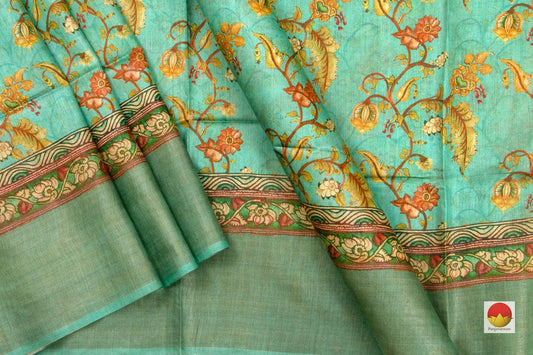 Tussar Silk Saree - Handwoven Pure Silk - Digital Print - PT 628 - Saris & Lehengas - Panjavarnam