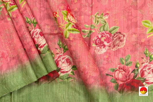Tussar Silk Saree - Handwoven Pure Silk - Digital Print - PT 647 - Linen Sari - Panjavarnam