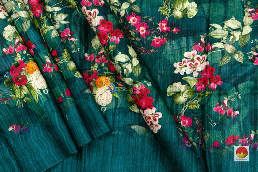 Tussar Silk Saree - Handwoven Pure Silk - Digital Print - PT 649 - Tussar Silk - Panjavarnam