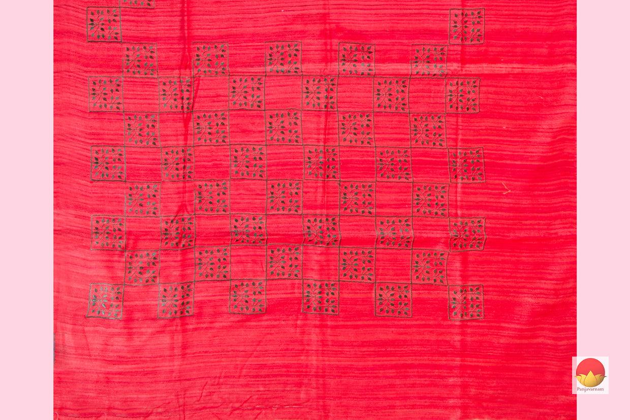 Tussar Silk Saree - Handwoven Pure Silk - Embroidered - PT 653 - Tussar Silk - Panjavarnam