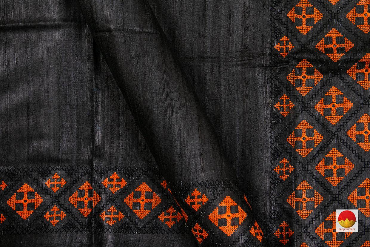 Tussar Silk Saree - Handwoven Pure Silk - Embroidered - PT 671 - Saris & Lehengas - Panjavarnam