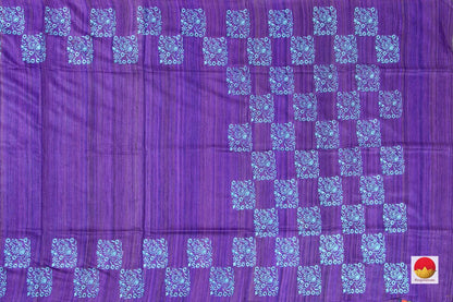 Tussar Silk Saree - Handwoven Pure Silk - Embroidered - PT 672 - Tussar Silk - Panjavarnam