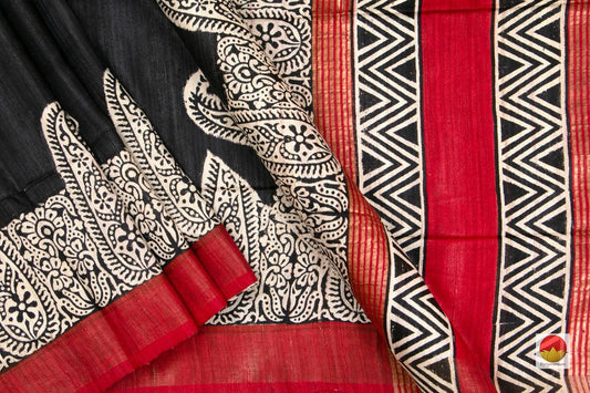 Tussar Silk Saree - Handwoven Pure Silk - PT 638 - Tussar Silk - Panjavarnam