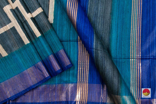 Tussar Silk Saree - Handwoven Pure Silk - PT 640 - Tussar Silk - Panjavarnam