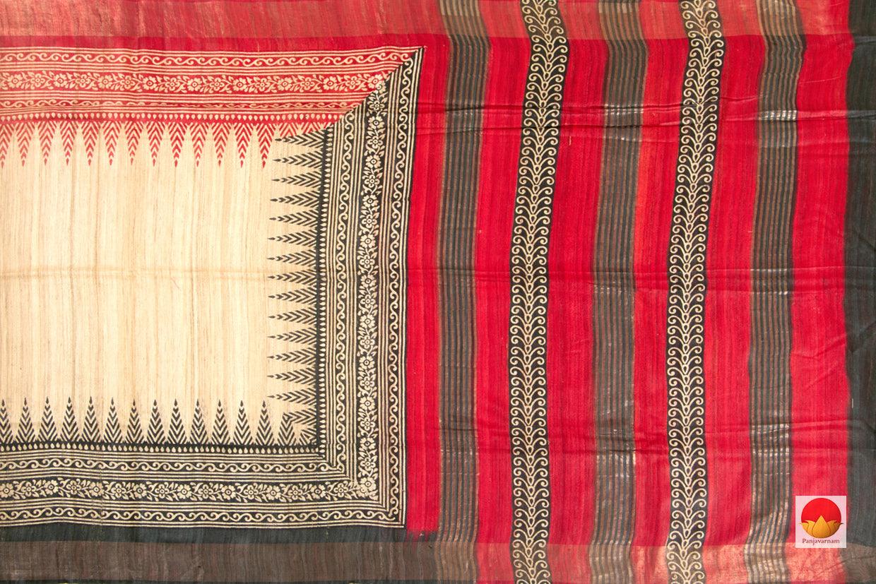 Tussar Silk Saree - Handwoven Pure Silk - PT 666 - Tussar Silk - Panjavarnam