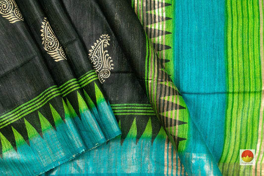 Tussar Silk Saree - Handwoven Pure Silk - PT 667 - Tussar Silk - Panjavarnam