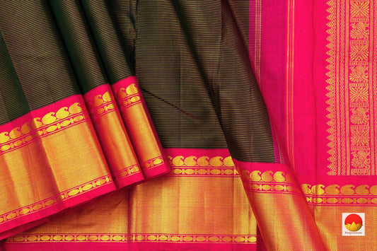 Vaira Oosi - Kanchipuram Silk Saree - Handwoven Pure Silk - Pure Zari - PV J 5740 - Silk Sari - Panjavarnam