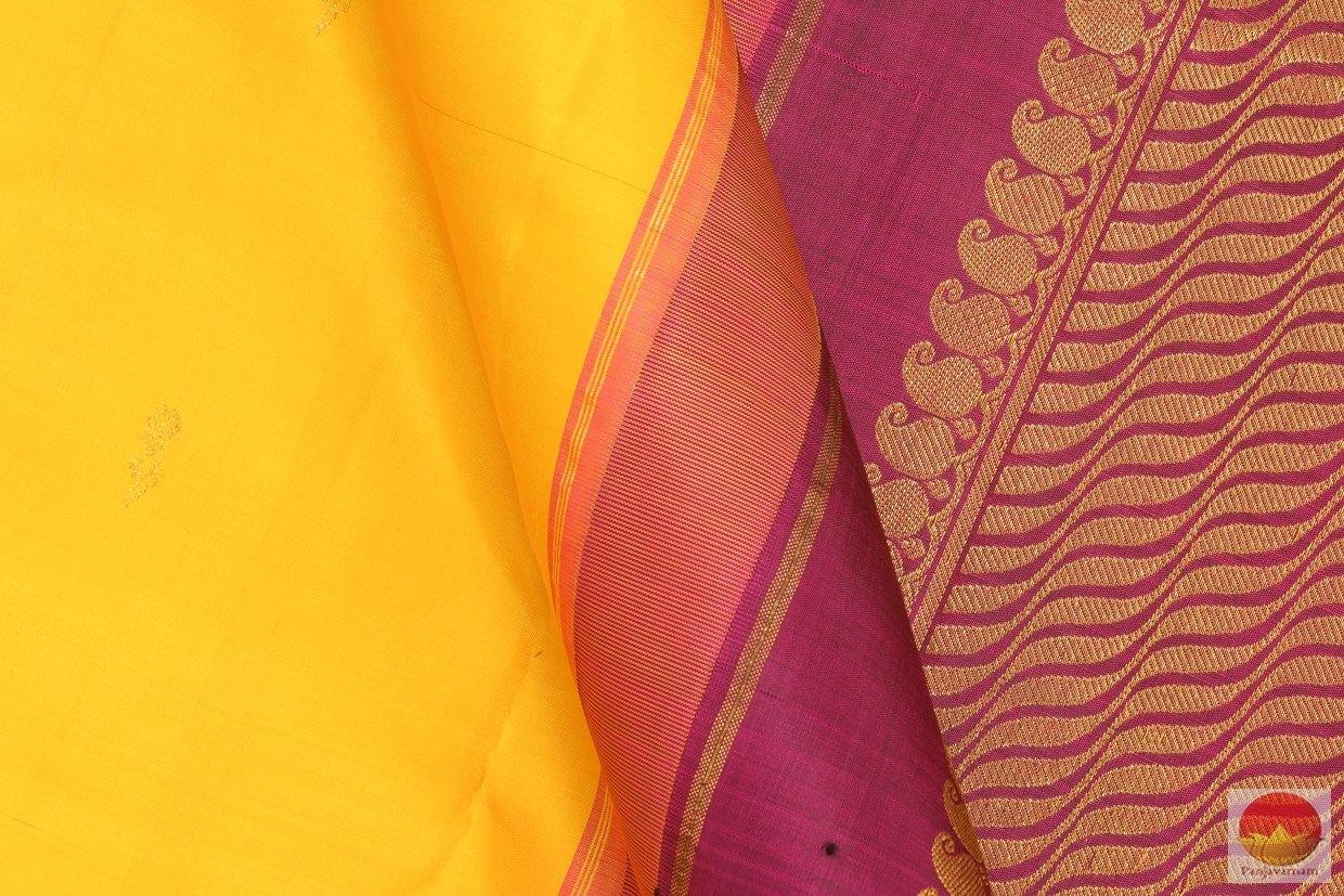 Yellow & Magenta - Kanchipuram Silk Saree - Handwoven Pure Silk - Pure Zari - PV G 4169 - Archives - Silk Sari - Panjavarnam