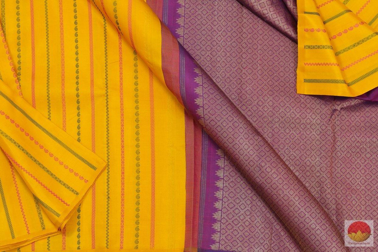 Yellow & Magenta - Kanchipuram Silk Saree - Handwoven Pure Silk - Pure Zari - PV KG 1619 Archives - Silk Sari - Panjavarnam