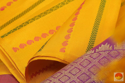 Yellow & Magenta - Kanchipuram Silk Saree - Handwoven Pure Silk - Pure Zari - PV KG 1619 Archives - Silk Sari - Panjavarnam