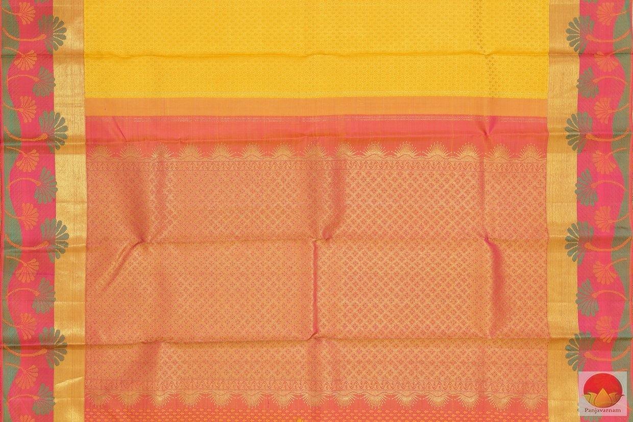 Yellow & Peach - Handwoven Kanchipuram Pure Silk Saree - Pure Zari - PV G 4120 - Archives - Silk Sari - Panjavarnam