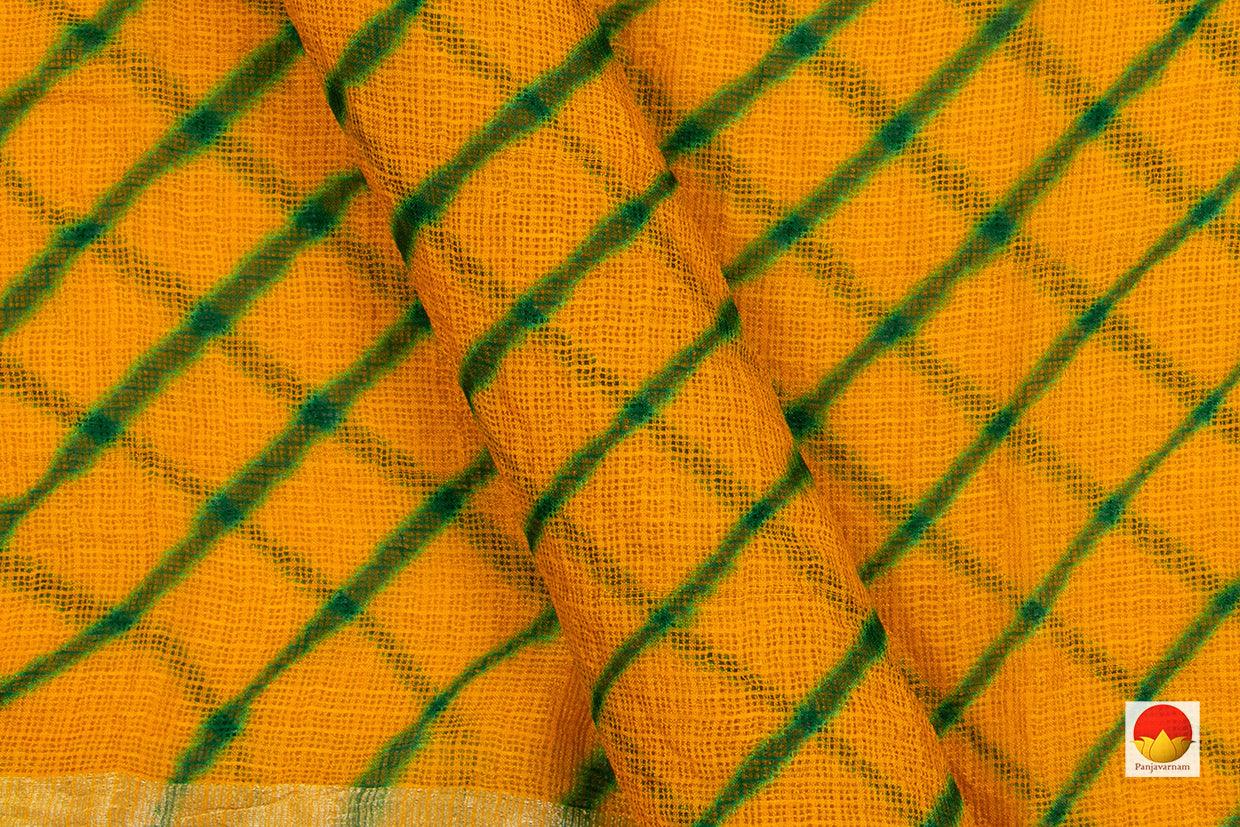Yellow Bandhani Lehariya Kota Silk Saree Handwoven PV RJ 28 - Bandhani Silk - Panjavarnam