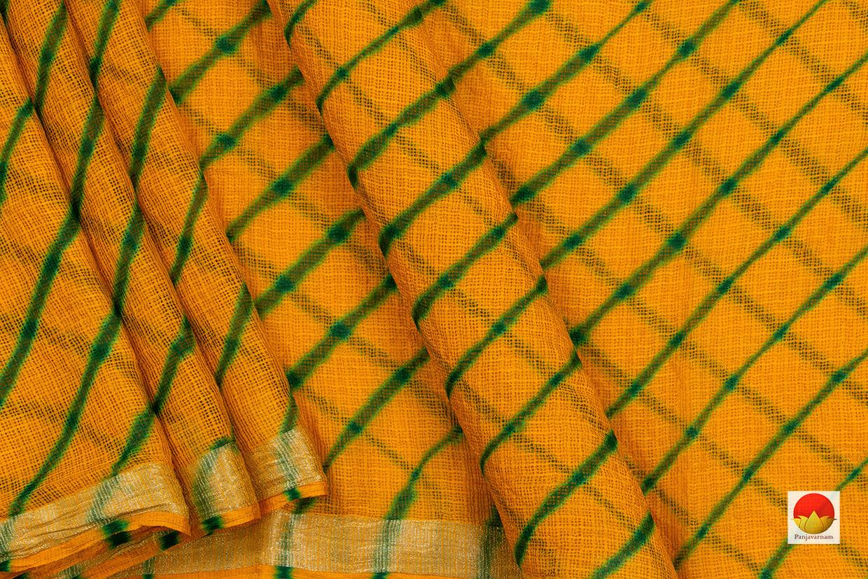 Yellow Bandhani Lehariya Kota Silk Saree Handwoven PV RJ 28 - Bandhani Silk - Panjavarnam PV RJ 28