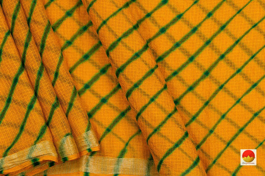 Yellow Bandhani Lehariya Kota Silk Saree Handwoven PV RJ 28 - Bandhani Silk - Panjavarnam PV RJ 28