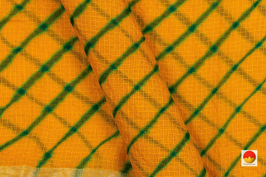 Yellow Bandhani Lehariya Kota Silk Saree Handwoven PV RJ 28 - Bandhani Silk - Panjavarnam PV RJ 28