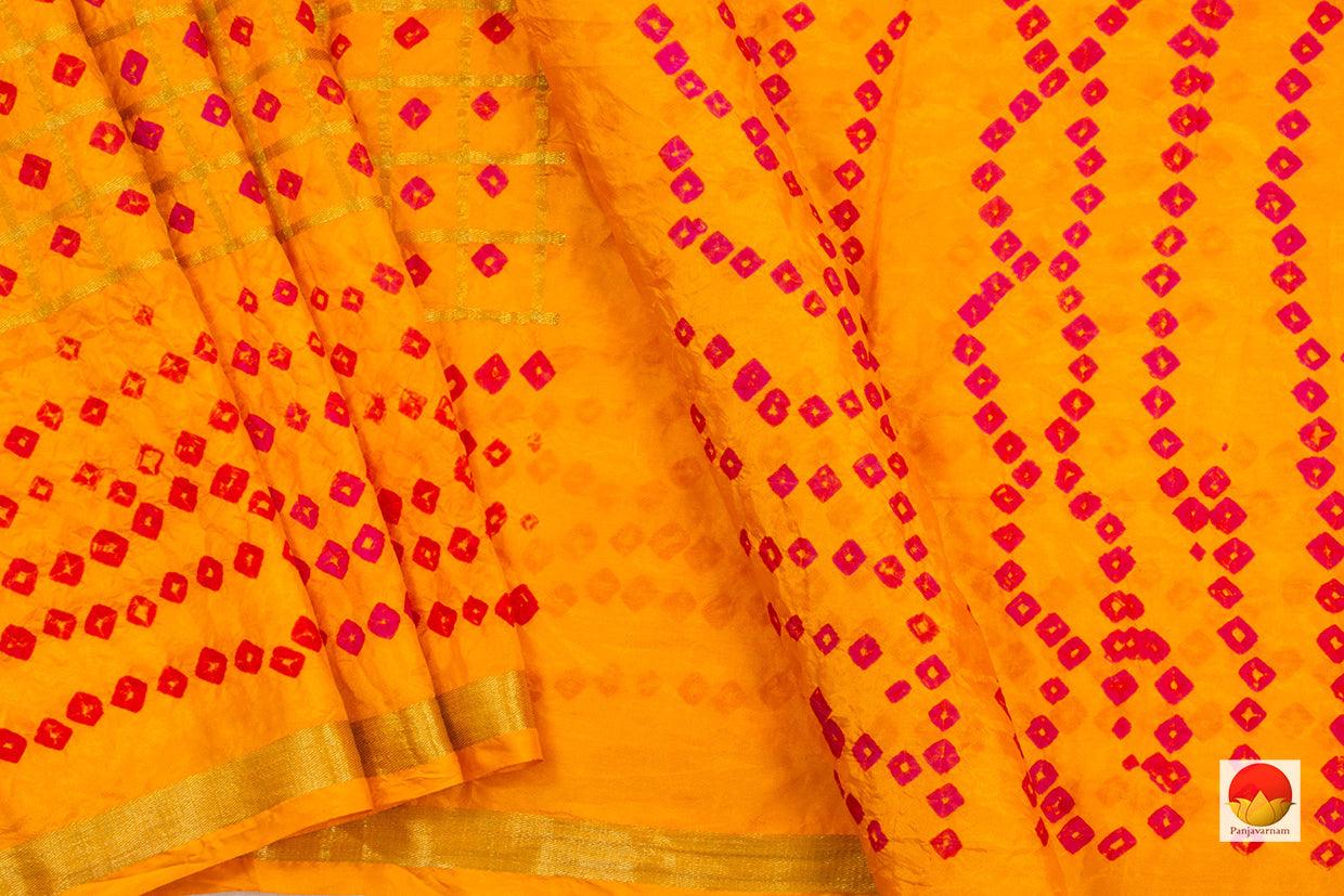 Yellow Bandhani Silk Saree Handwoven PV RJ 15 - Bandhani Silk - Panjavarnam