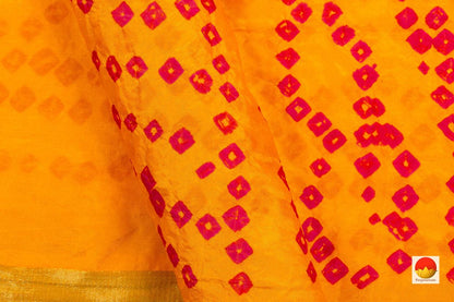 Yellow Bandhani Silk Saree Handwoven PV RJ 15 - Bandhani Silk - Panjavarnam
