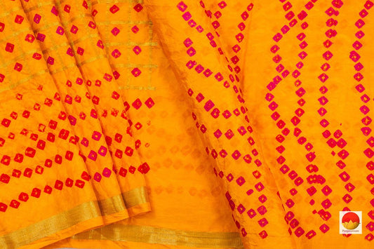 Yellow Bandhani Silk Saree Handwoven PV RJ 15 - Bandhani Silk - Panjavarnam PV RJ 15