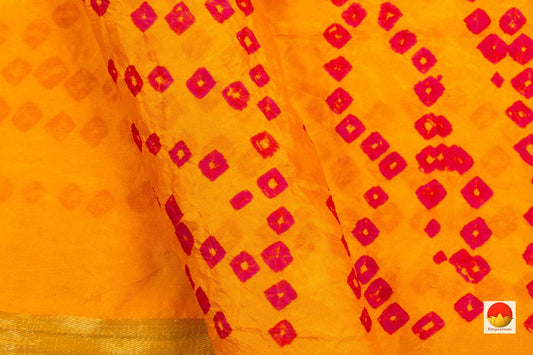 Yellow Bandhani Silk Saree Handwoven PV RJ 15 - Bandhani Silk - Panjavarnam PV RJ 15