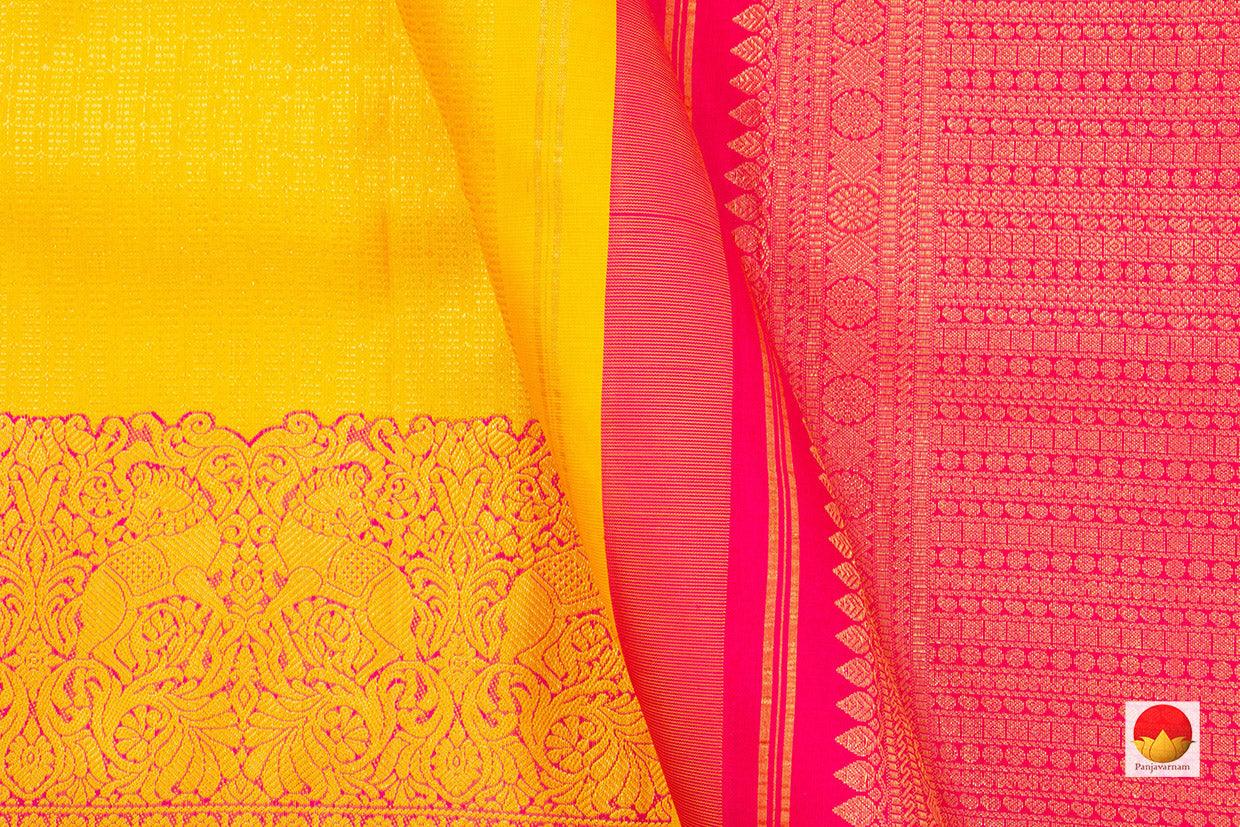 Yellow Kanchipuram Silk Saree Handwoven Pure Silk Pure Zari For Festive Wear PV NYC 452 - Silk Sari - Panjavarnam PV NYC 452